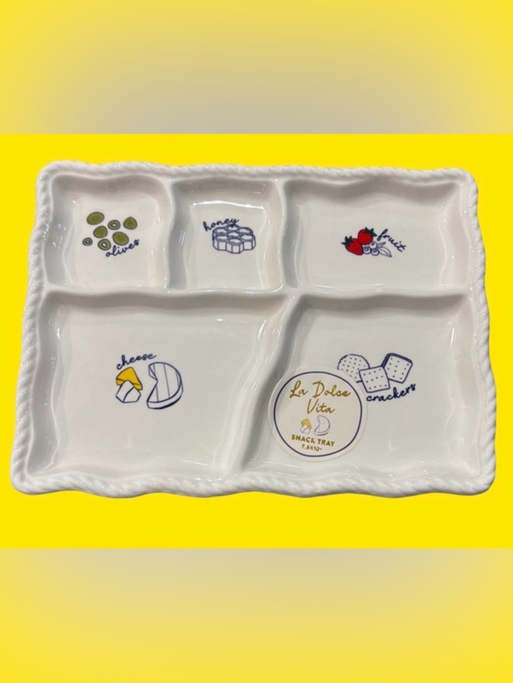 SUNDAY MORNING CERAMICS NWT la dolce vita snack tray -7.5x10